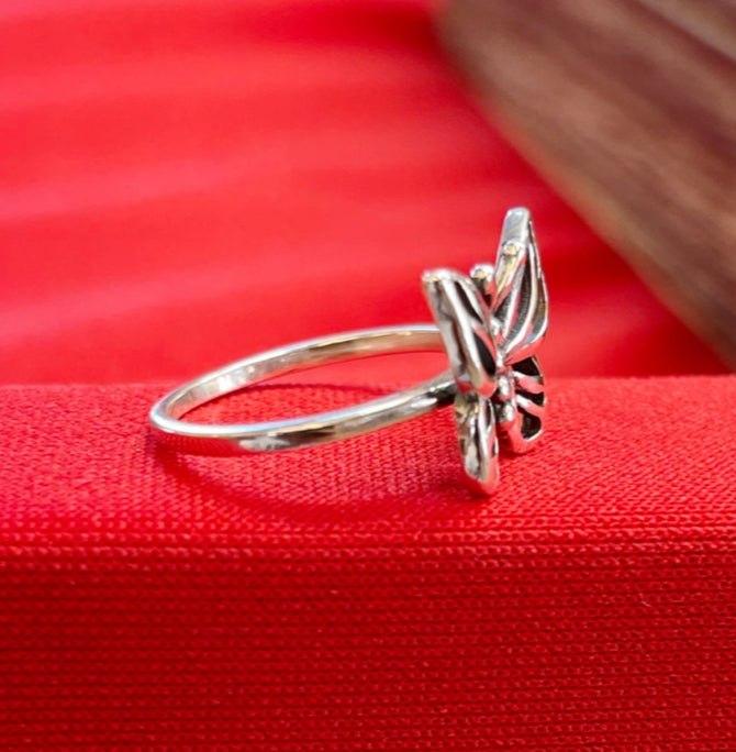 Butterfly sterling silver ring