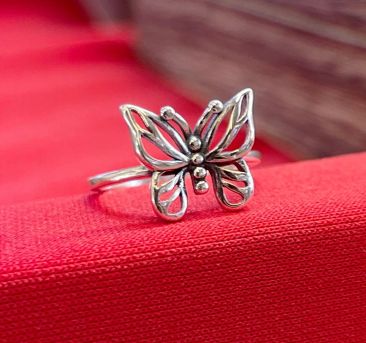 Butterfly sterling silver ring