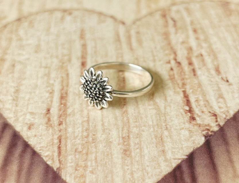 Sunflower sterling silver ring