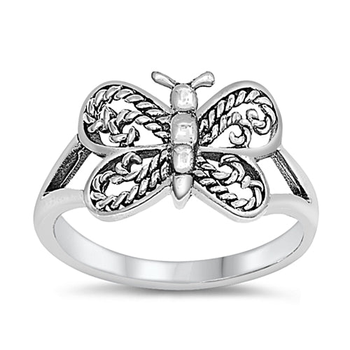 Butterfly filigree sterling silver ring