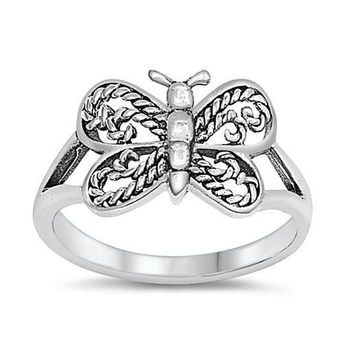 Butterfly filigree sterling silver ring