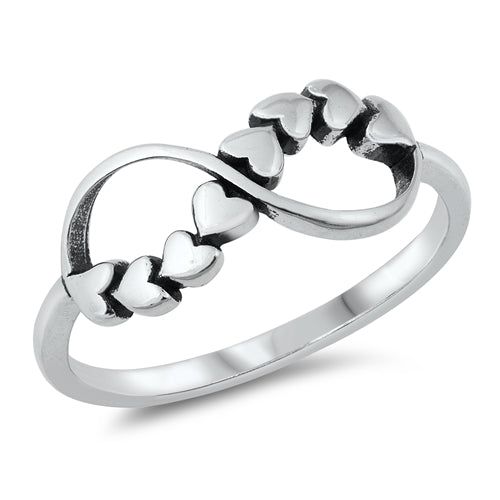 Infinity hearts sterling silver ring