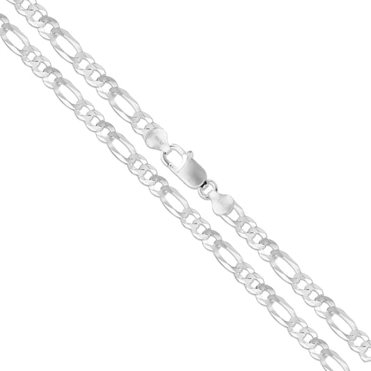 7mm - Flat Figaro Sterling Silver Chain