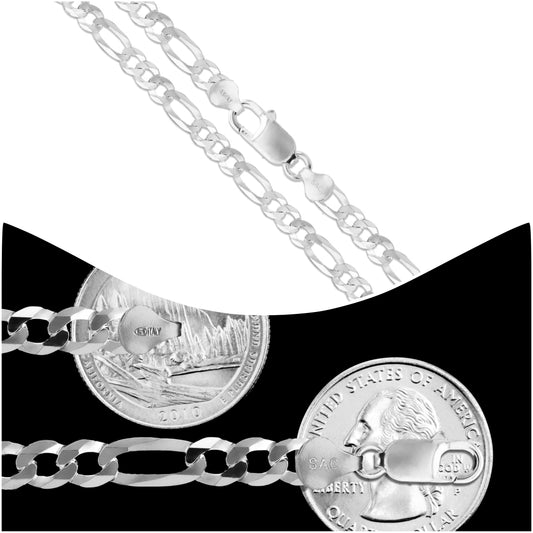 5.2mm - Flat Figaro Sterling Silver Chain