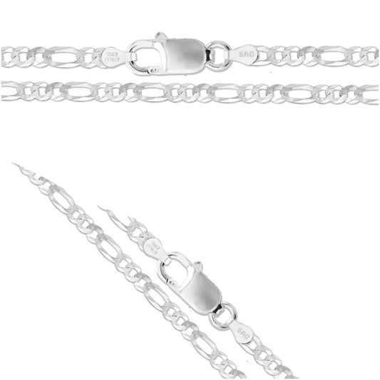 3.8mm Flat Figaro Sterling Silver Chain