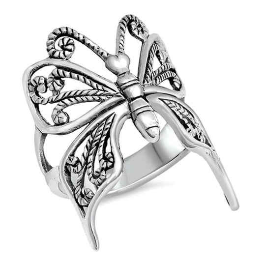 Large Butterfly 925 Sterling Silver ring (Oxidized)
