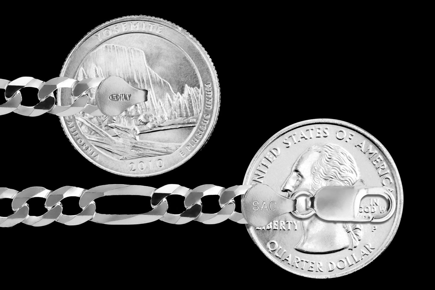 5.2mm - Flat Figaro Sterling Silver Chain