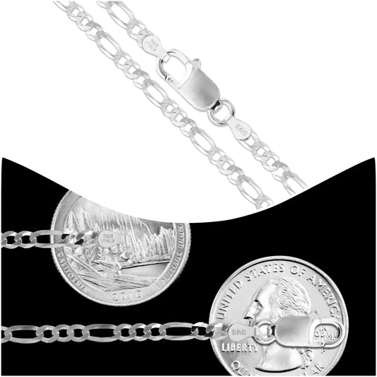 2.8mm Figaro Sterling Silver Chain